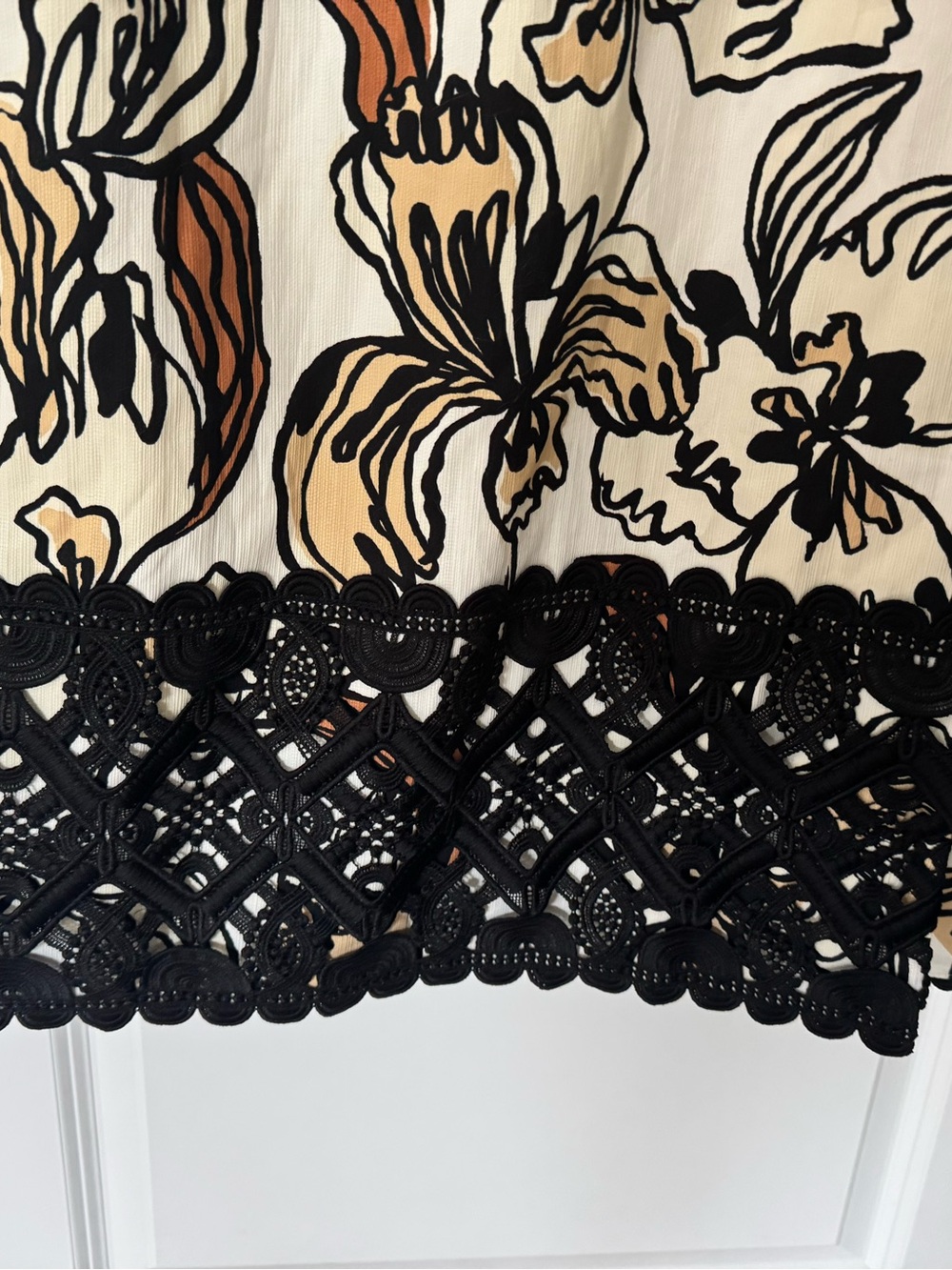 Lilly Pultizer Black Crochet-Trim Floral Maxi Dress - White with Brown Accents - Picture 4 of 7